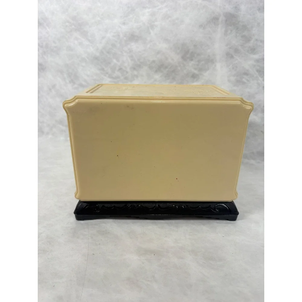 Vintage Chinoiserie Plastic Jewelry Box 3 Drawer Mini Chest Pagoda Cream‎ Black